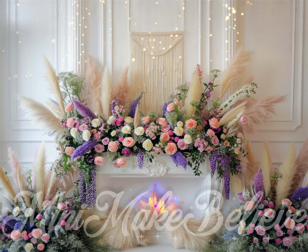 Elegant Floral and Pampas Grass Backdrop