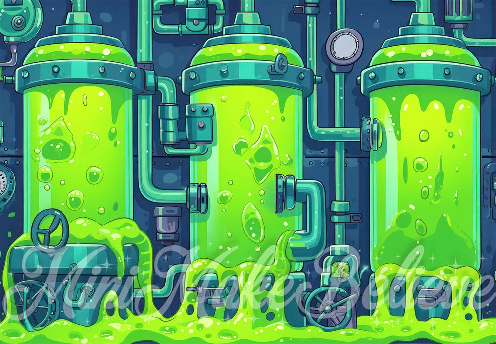 Fondo de caricatura de slime enlatado diseñado por Mini MakeBelieve en verde arte