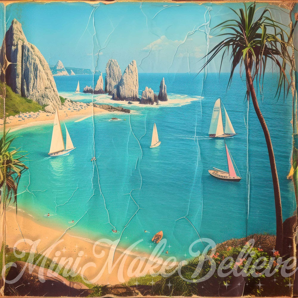 Kate Summer Giant Distressed Island Postcard Backdrop Designed by Mini MakeBelieve