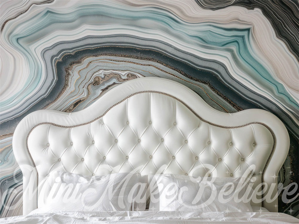 Kate Colorful Marble Wall White Headboard Backdrop Designed by Mini MakeBelieve