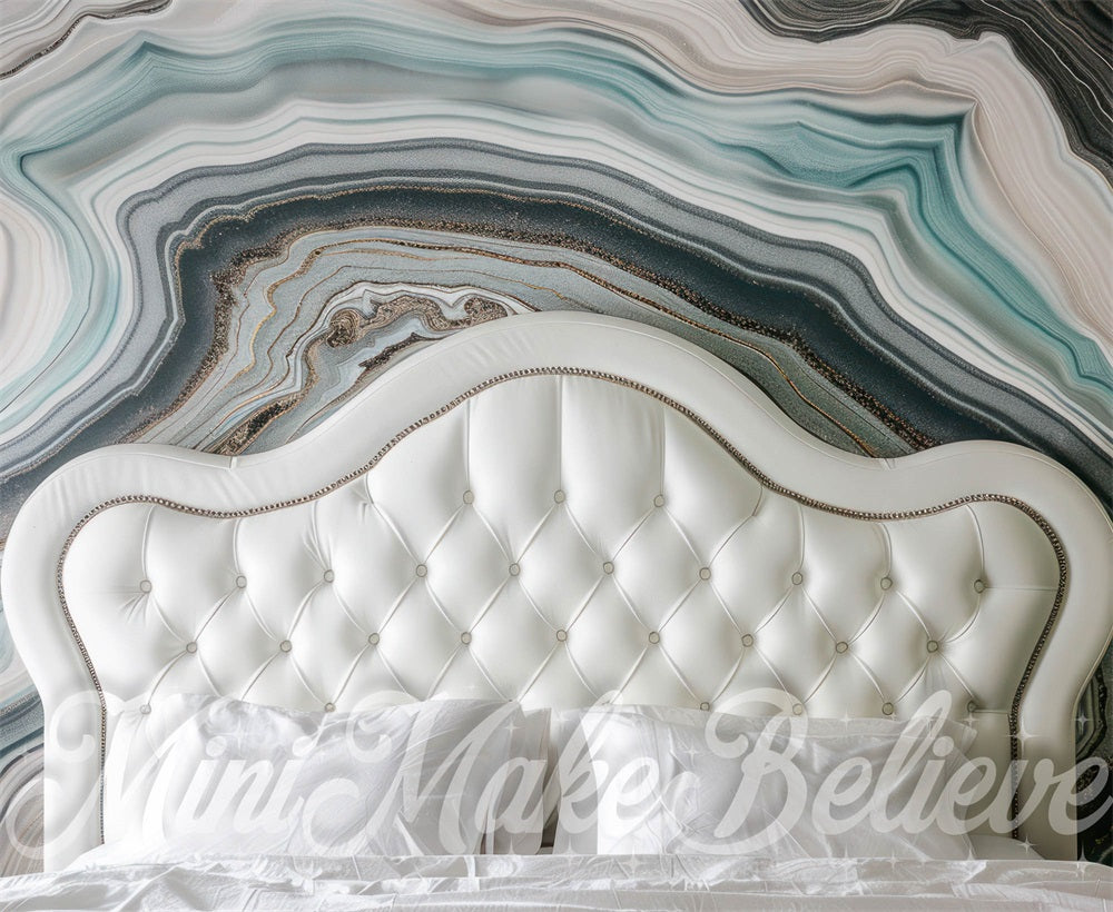 Kate Colorful Marble Wall White Headboard Backdrop Designed by Mini MakeBelieve