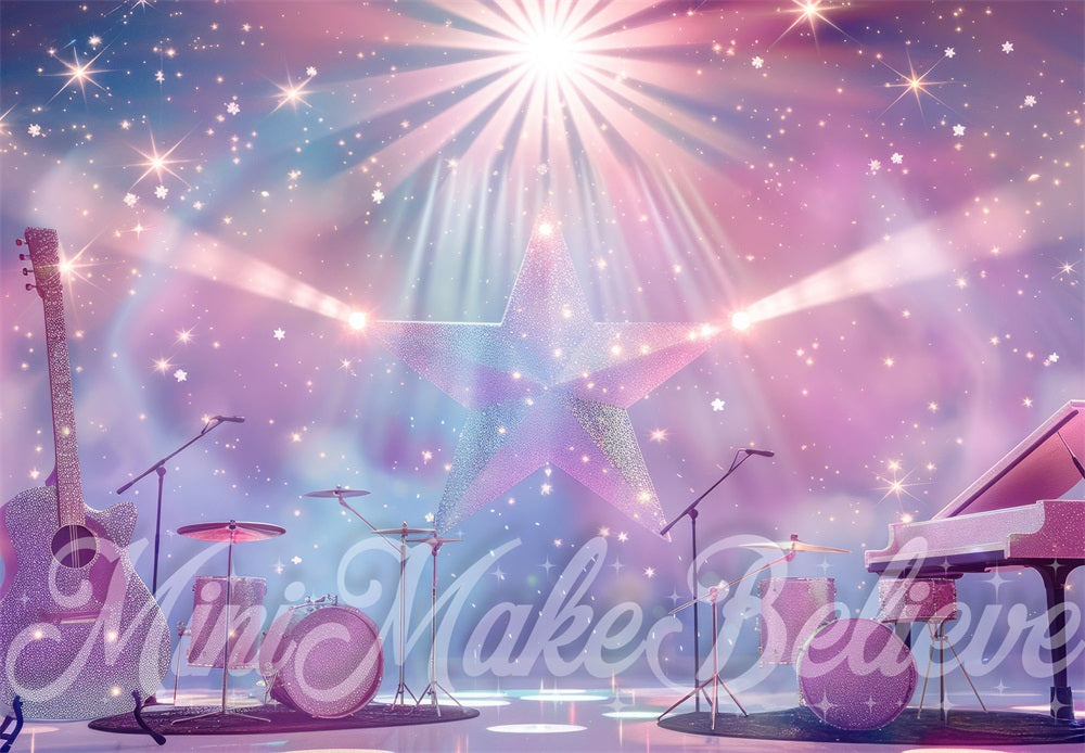 Kate Purple Starlight Sparkle Guitar Rock Pop Stage Backdrop Designed by Mini MakeBelieve