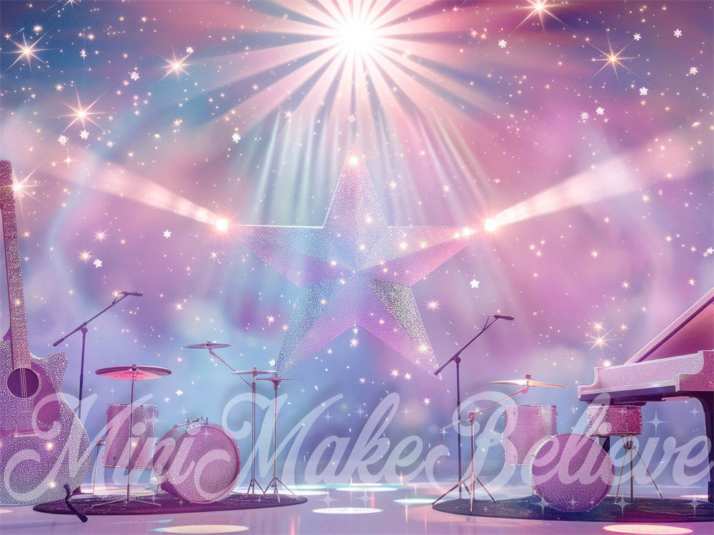Kate Purple Starlight Sparkle Guitar Rock Pop Stage Backdrop Designed by Mini MakeBelieve