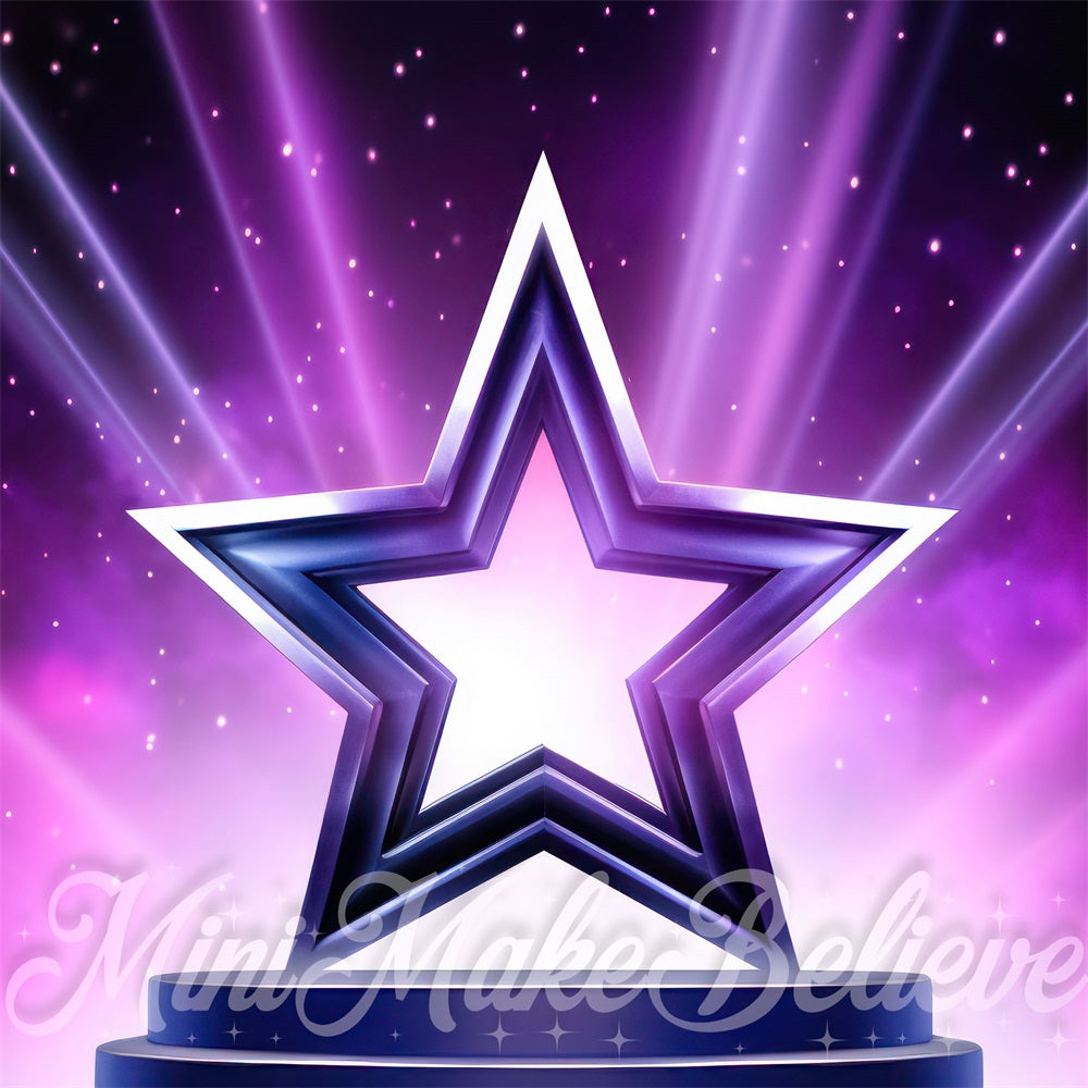 Kate Purple Glitter Star sparkle Pop Rock Music Stage Backdrop Designed by Mini MakeBelieve