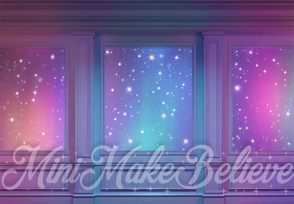 Kate Purple Colorful Starlight Sparkle Striped Wall Backdrop Designed by Mini MakeBelieve