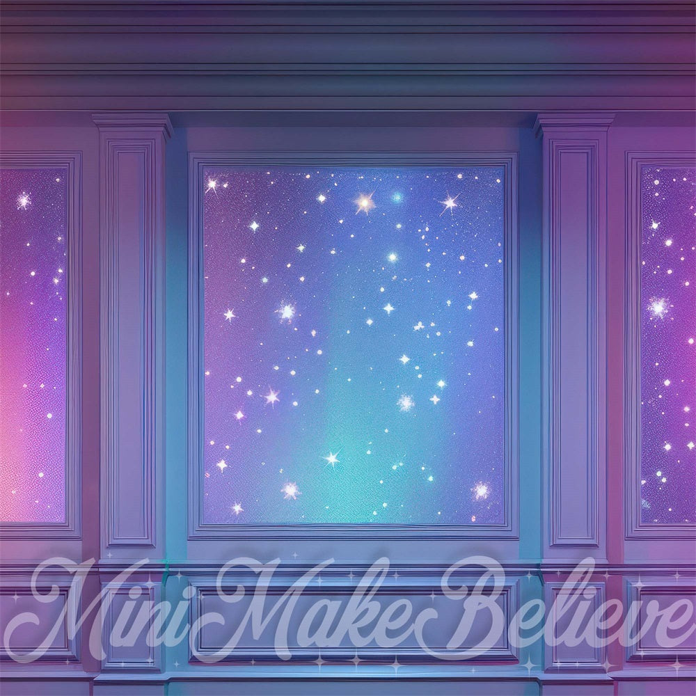 Kate Purple Colorful Starlight Sparkle Striped Wall Backdrop Designed by Mini MakeBelieve