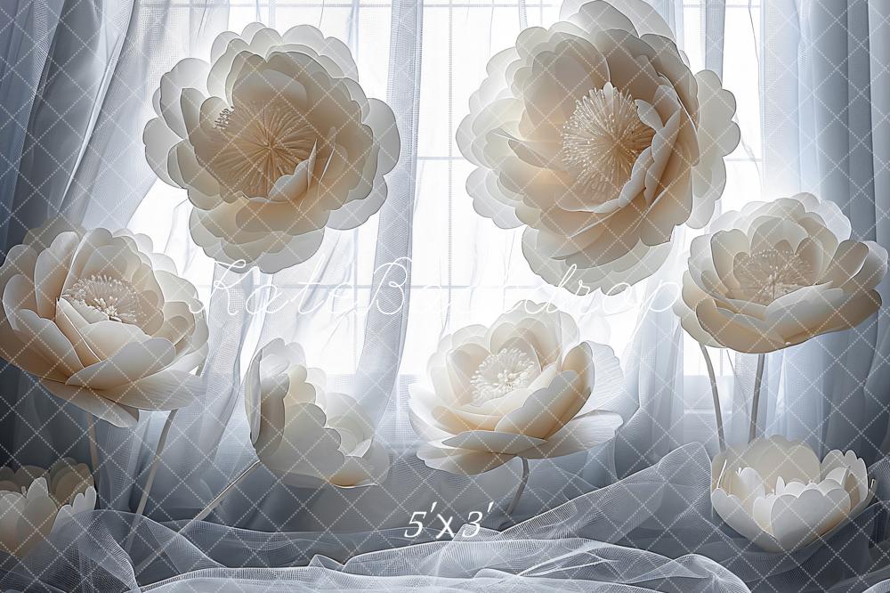 Kate White Big Blooming Flower Curtain Backdrop Designed by Emetselch