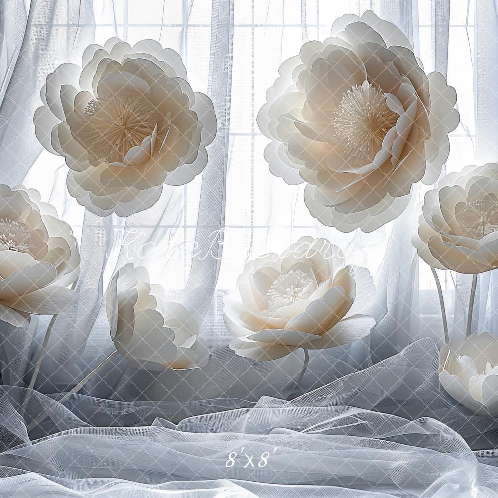 Kate White Big Blooming Flower Curtain Backdrop Designed by Emetselch