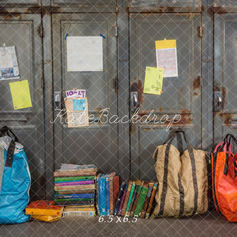 Kate Back to School Book Colorful Bag Dark Grey Locker Backdrop Designed by Emetselch