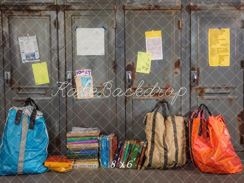 Kate Back to School Book Colorful Bag Dark Grey Locker Backdrop Designed by Emetselch