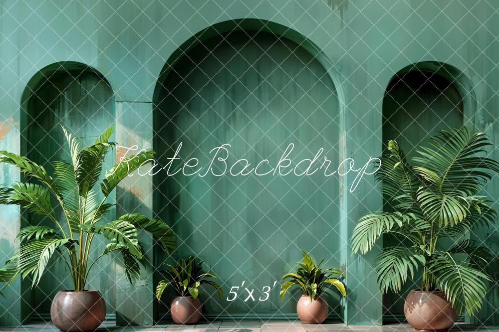 Kate Spring Plant Dark Green Arched Wall Backdrop Designed by Emetselch