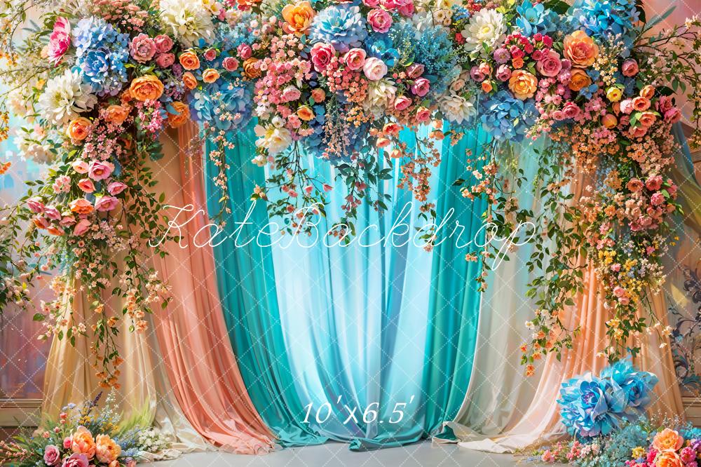 Kate Summer Mother's Day Fine Art Colorful Floral Curtain Backdrop Designed by Emetselch