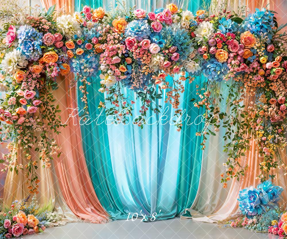 Kate Summer Mother's Day Fine Art Colorful Floral Curtain Backdrop Designed by Emetselch