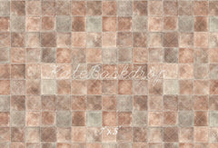 Kate Retro Dark Brown Gray Plaid Floor Printed Backdrop Designed by Kate Image