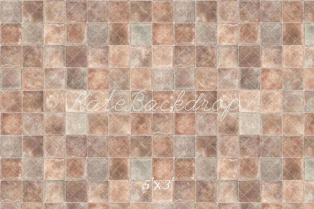 Kate Retro Dark Brown Gray Plaid Floor Backdrop Designed by Kate Image