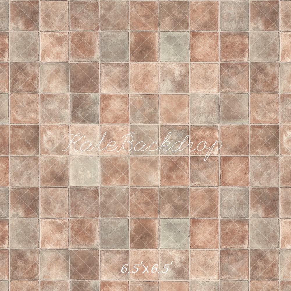 Retro Donkerbruin Grijs Geruite Vloer Foto Achtergrond Ontworpen door Kate Afbeelding