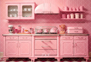 Kate Pink Modern Kitchen Printed Backdrop Designed by Chain Photography
