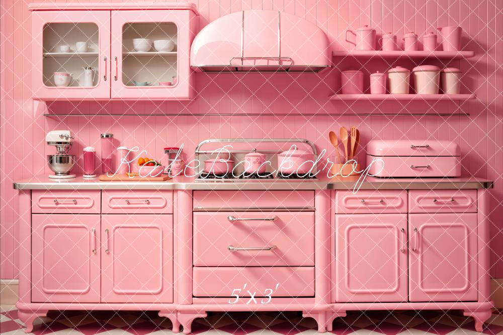Kate Pink Modern Kitchen Backdrop Designed by Chain Photography