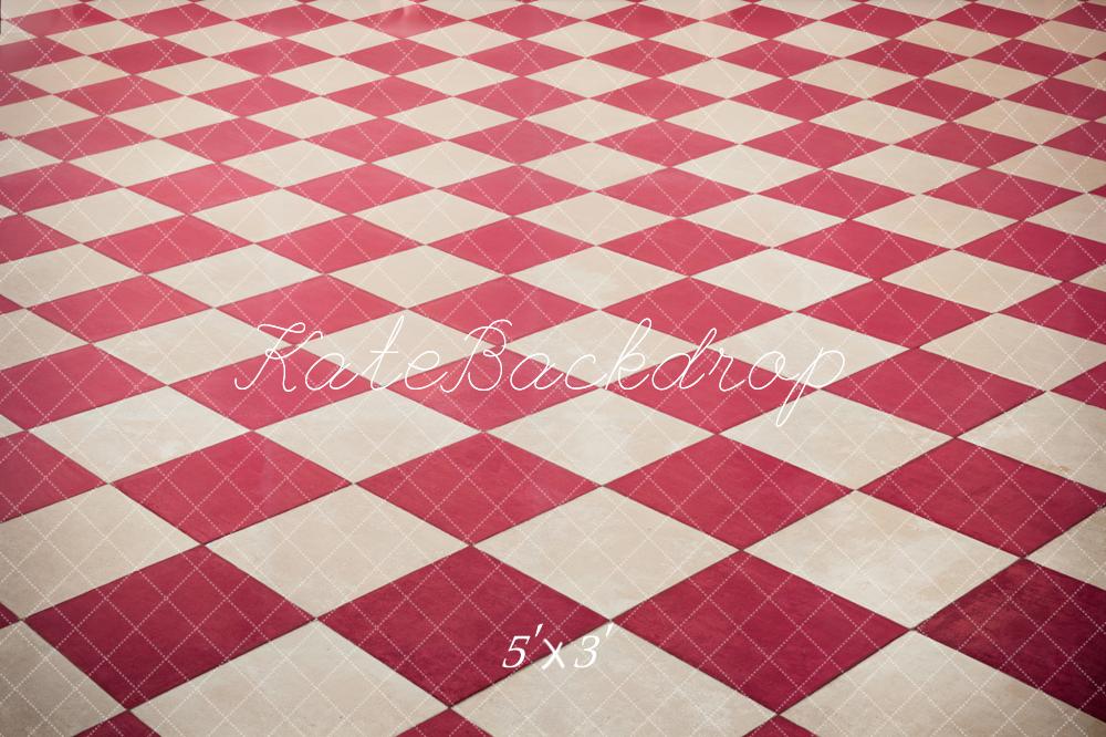 Kate Vintage Classic Red and White Plaid Floor Backdrop Designed by Kate Image