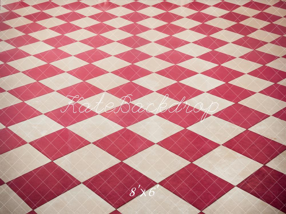 Kate Vintage Classic Red and White Plaid Floor Backdrop Designed by Kate Image
