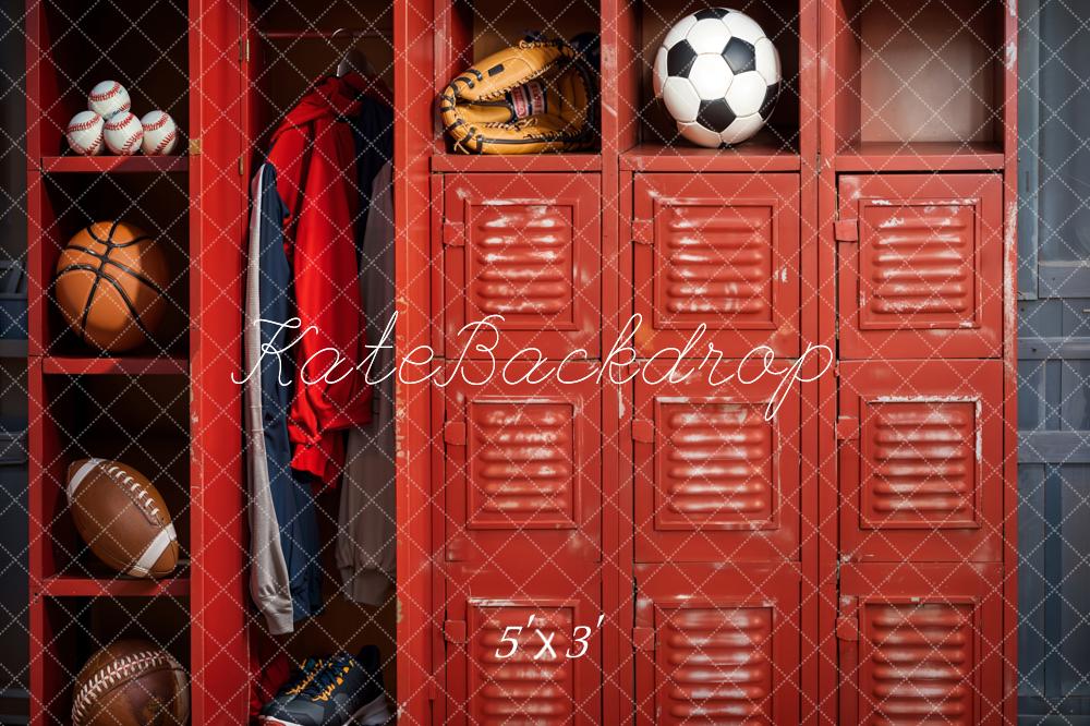 Kate Back to School Ball Sports Lounge Red Locker Backdrop Designed by Emetselch