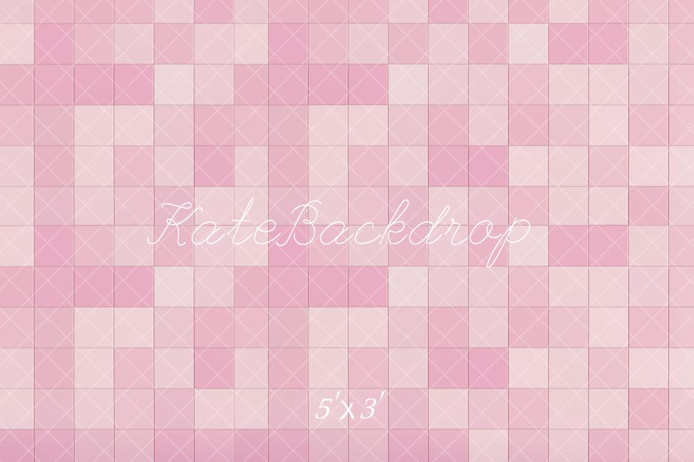 Kate Retro Pink and White Gradient Plaid Floor Backdrop Designed by Kate Image
