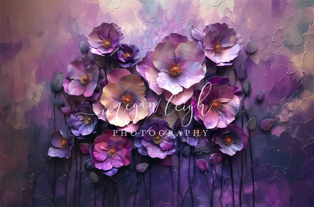 Kate 3D Fine Art Dark Purple Lavender Plaster Flower Backdrop Designed by Megan Leigh Photography