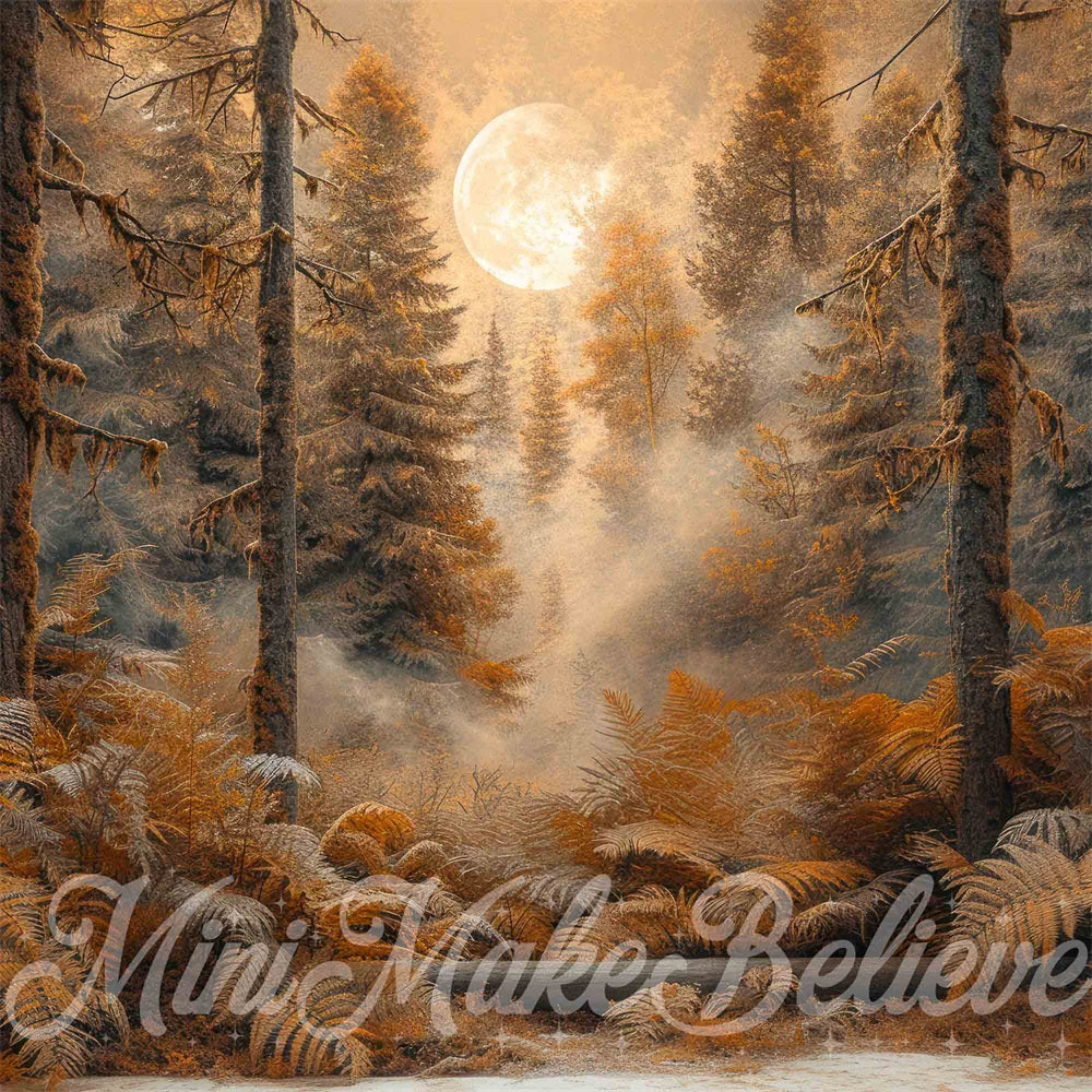 Kate Autumn Sunset Brown Pine Forest Wood Backdrop Designed by Mini MakeBelieve