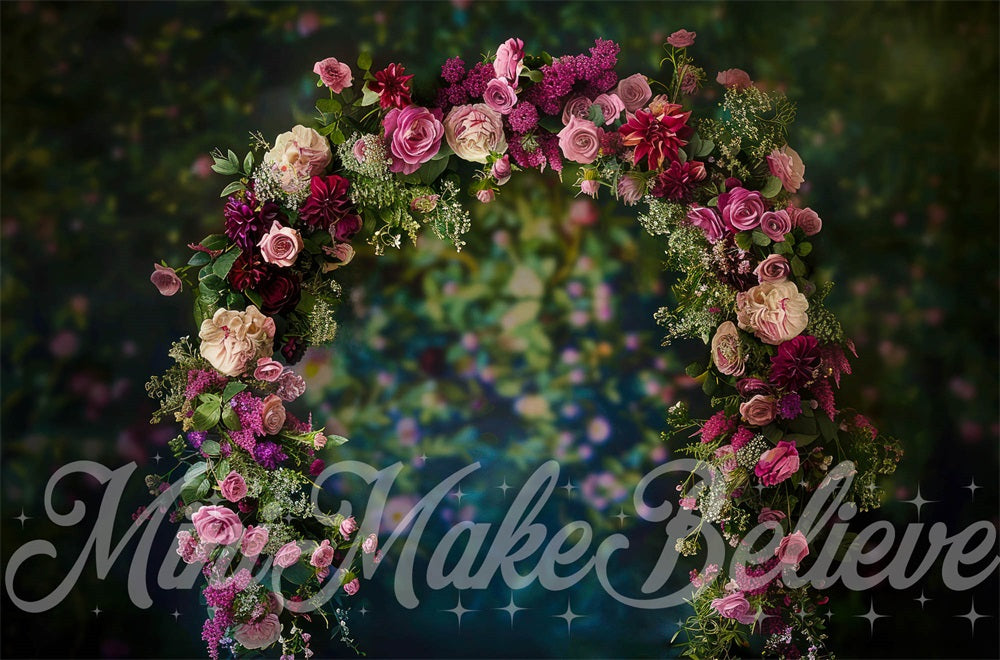 Kate Spring Purple Pink Fine Art Flower Arch Backdrop Designed by Mini MakeBelieve