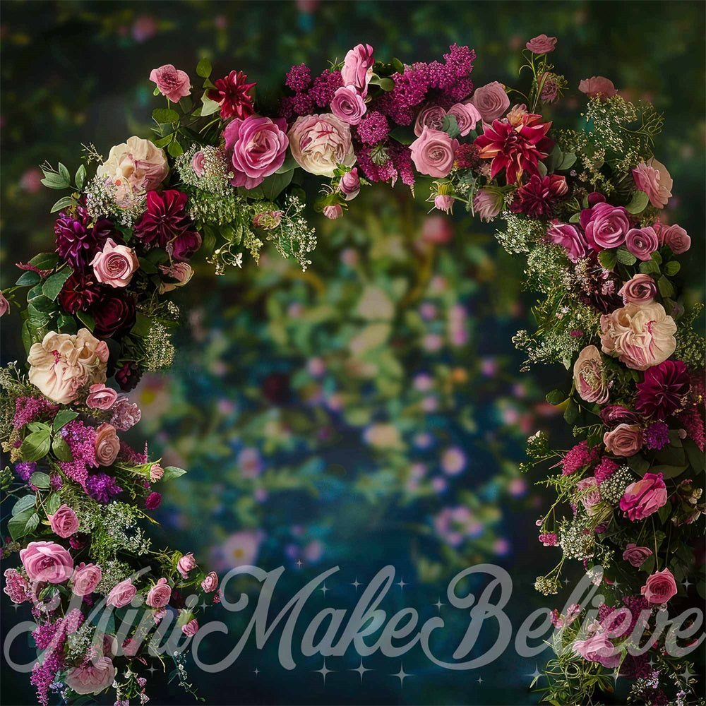 Kate Spring Purple Pink Fine Art Flower Arch Backdrop Designed by Mini MakeBelieve
