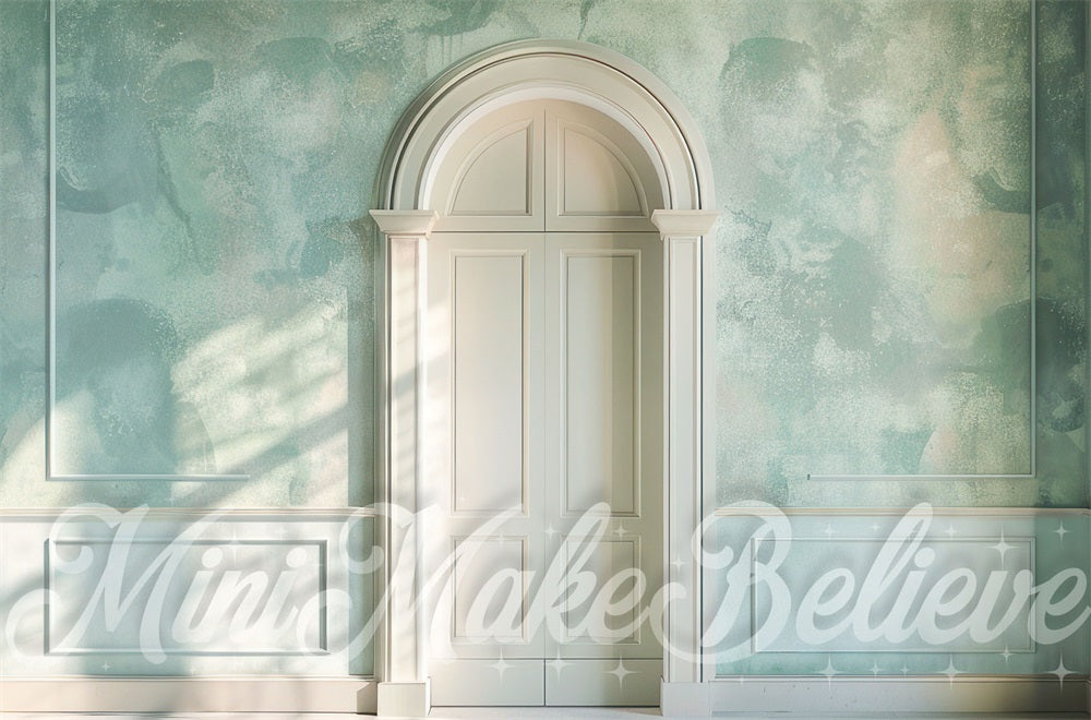 Kate Spring Green White Gradient Retro Arched Wall Backdrop Designed by Mini MakeBelieve