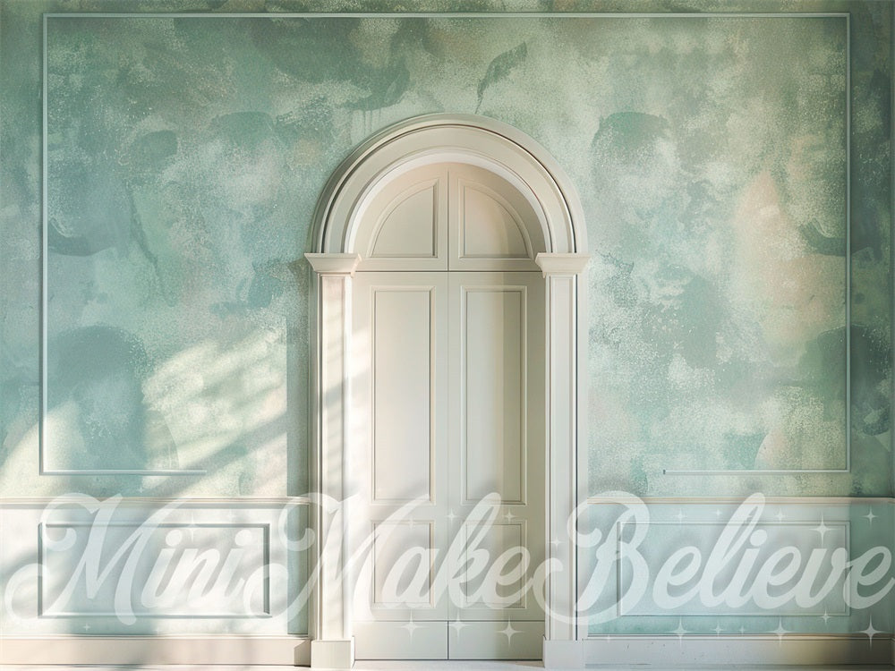 Kate Spring Green White Gradient Retro Arched Wall Backdrop Designed by Mini MakeBelieve