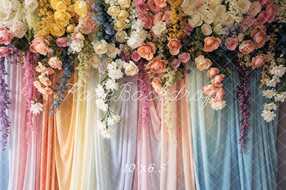 Kate Mother's Day Fine Art Wisteria Colorful Floral Curtain Backdrop Designed by Emetselch