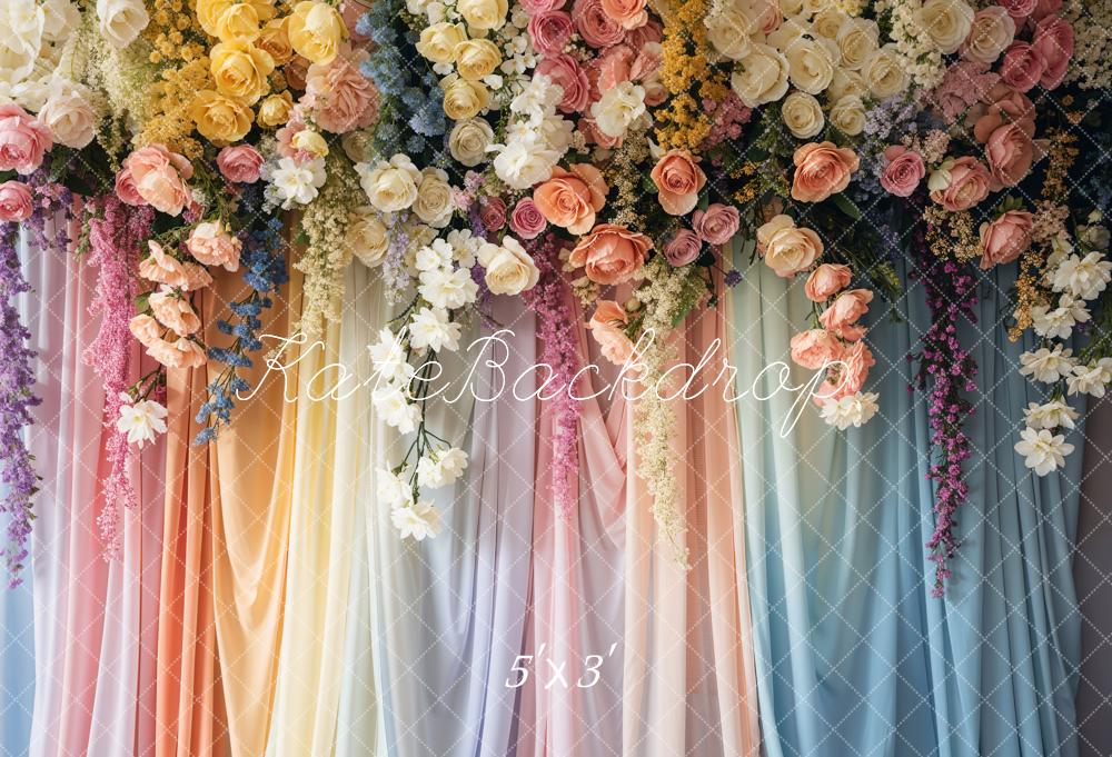 Lightning Deal #3 Kate Mother's Day Fine Art Wisteria Colorful Floral Curtain Backdrop Designed by Emetselch
