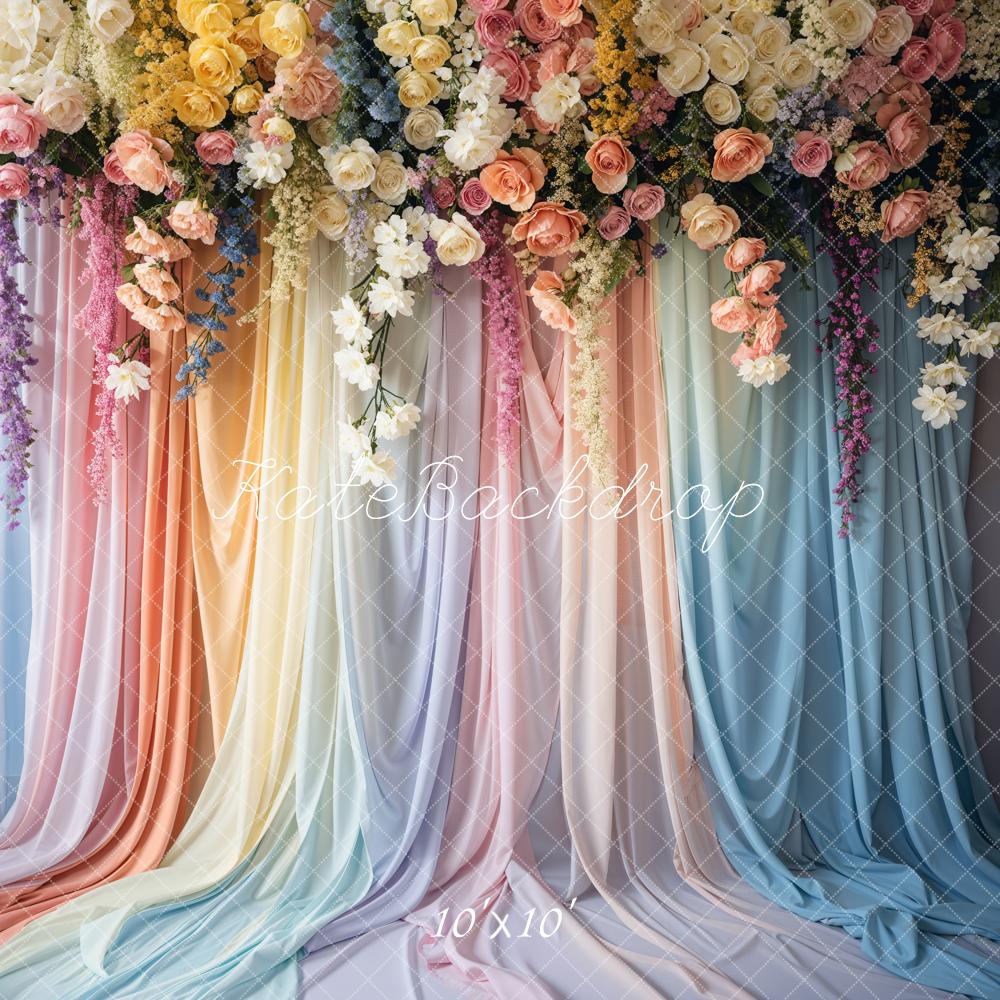 Kate Mother's Day Fine Art Wisteria Colorful Floral Curtain Backdrop Designed by Emetselch