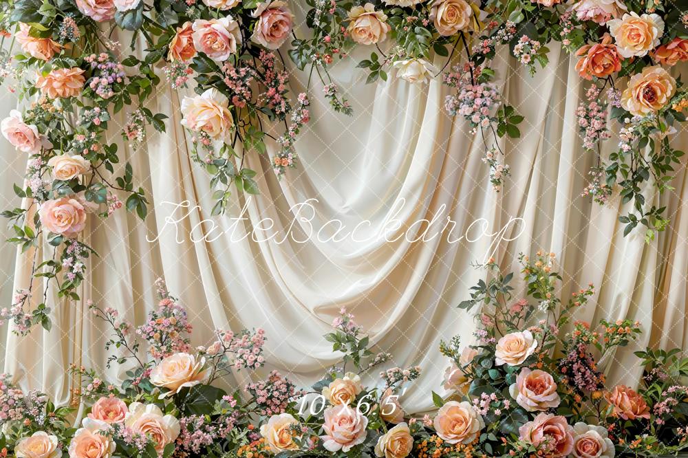 Kate Fine Art Colorful Flower White Curtain Backdrop Designed by Emetselch