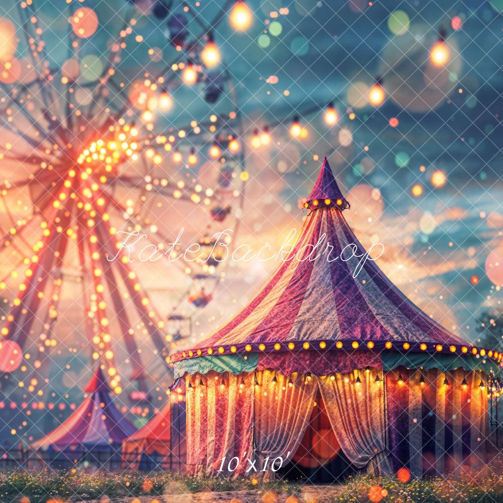 Kate Summer Carnival Bokeh Sparkle Amusement Park Ferris Wheel Tent Flower Backdrop Designed by Chain Photography