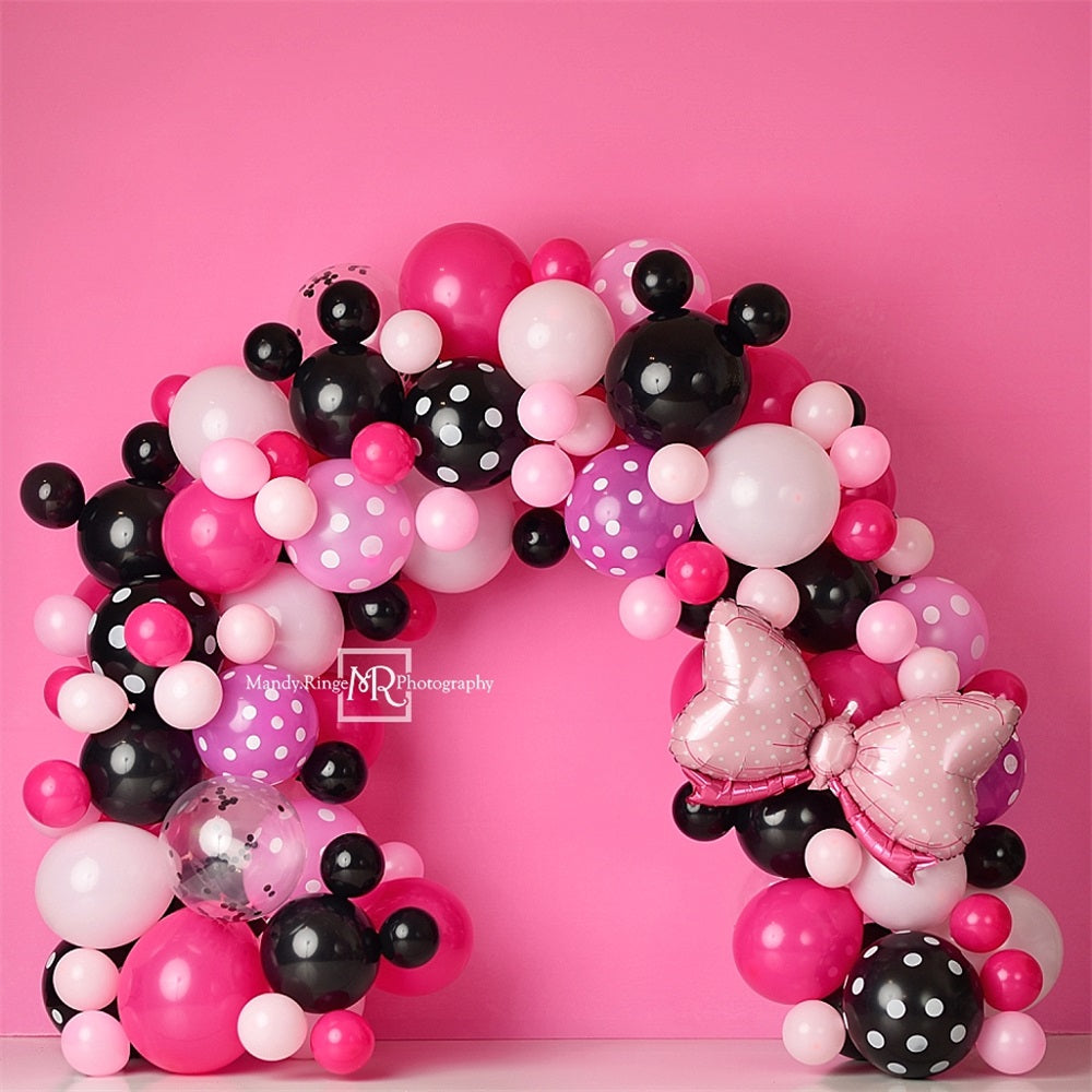 Kate Cartoon Mouse Colorful Balloon Arch Pink Wall Backdrop Designed by Mandy Ringe Photography