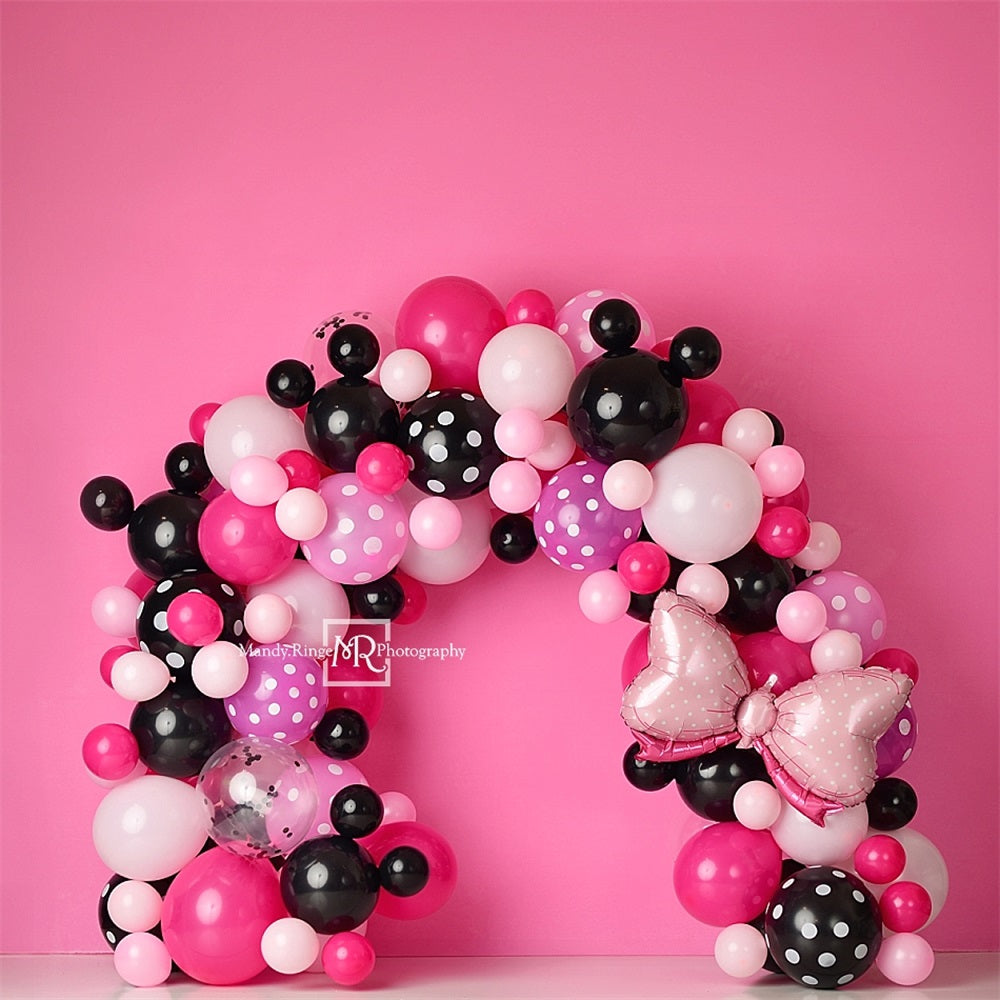Kate Cartoon Mouse Colorful Balloon Arch Pink Wall Backdrop Designed by Mandy Ringe Photography