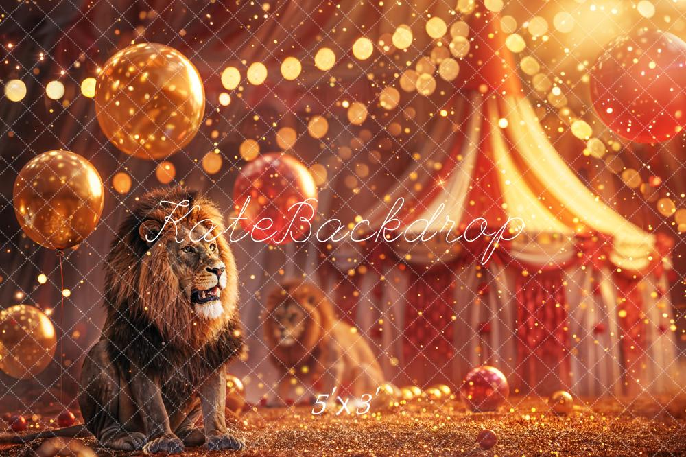 Lightning Deal #3 Kate Summer Night Golden Red Balloon Bokeh Light Lion Circus Backdrop Designed by Chain Photography