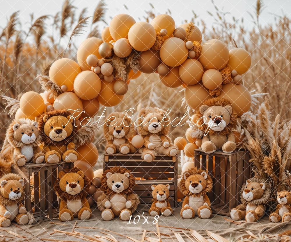 Kate Boho Reed Lion Brown and Gold Balloon Arch Backdrop Designed by GQ