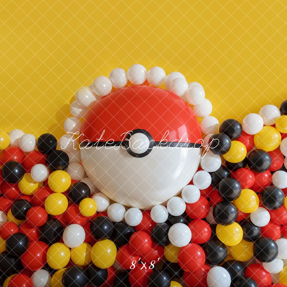 Kate Birthday Cake Smash Colorful Ball Yellow Wall Backdrop Designed by GQ