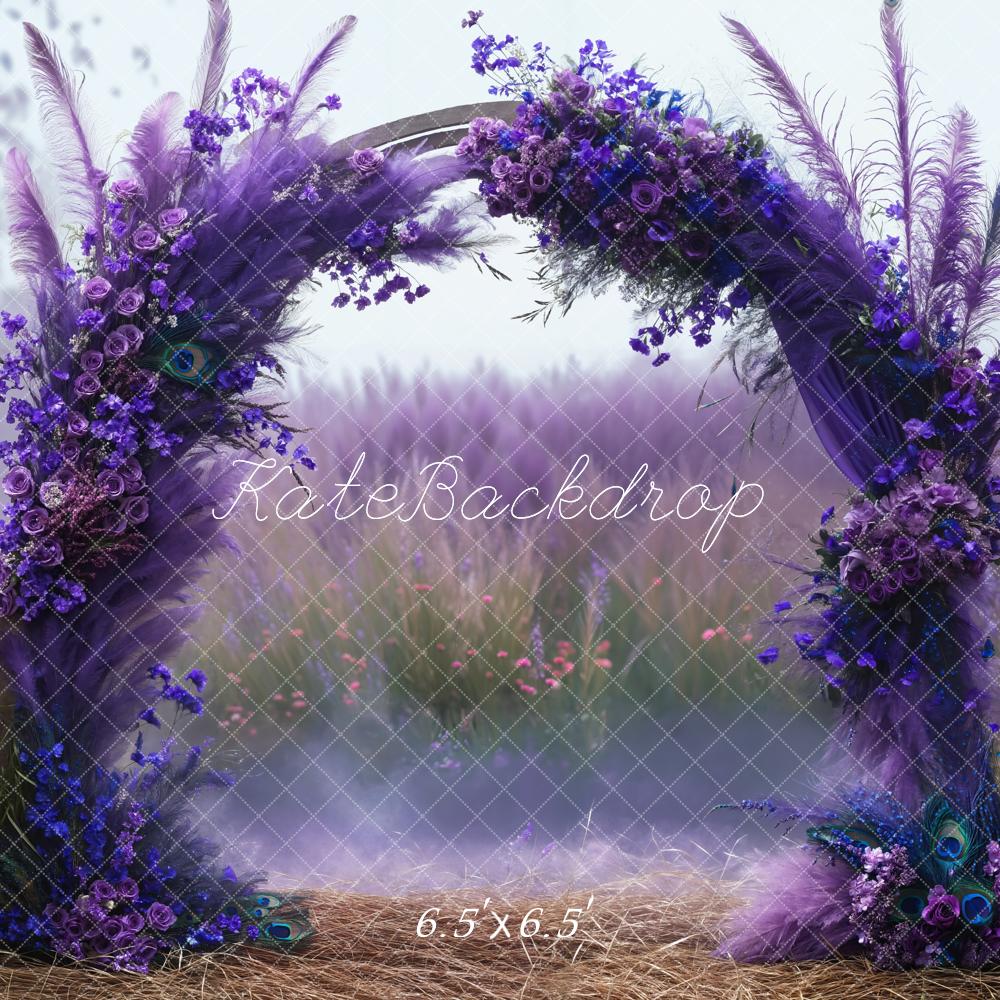 Kate Outdoor Wedding Boho Purple Reed Flower Arch Backdrop Designed by GQ