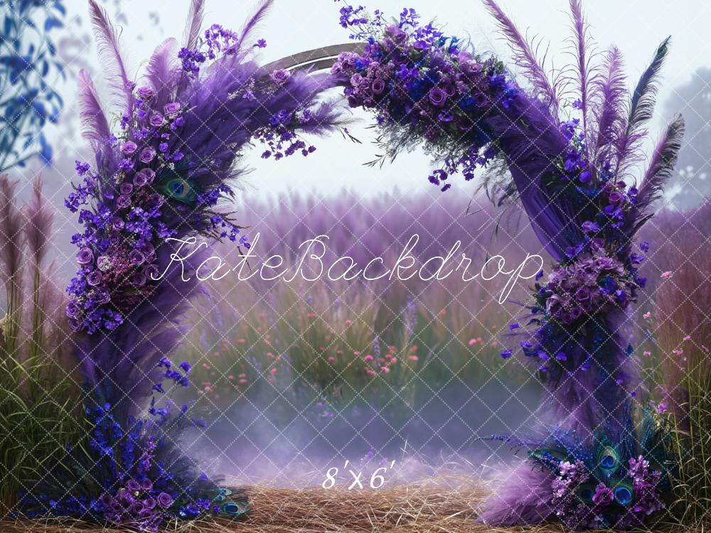 Kate Outdoor Wedding Boho Purple Reed Flower Arch Backdrop Designed by GQ
