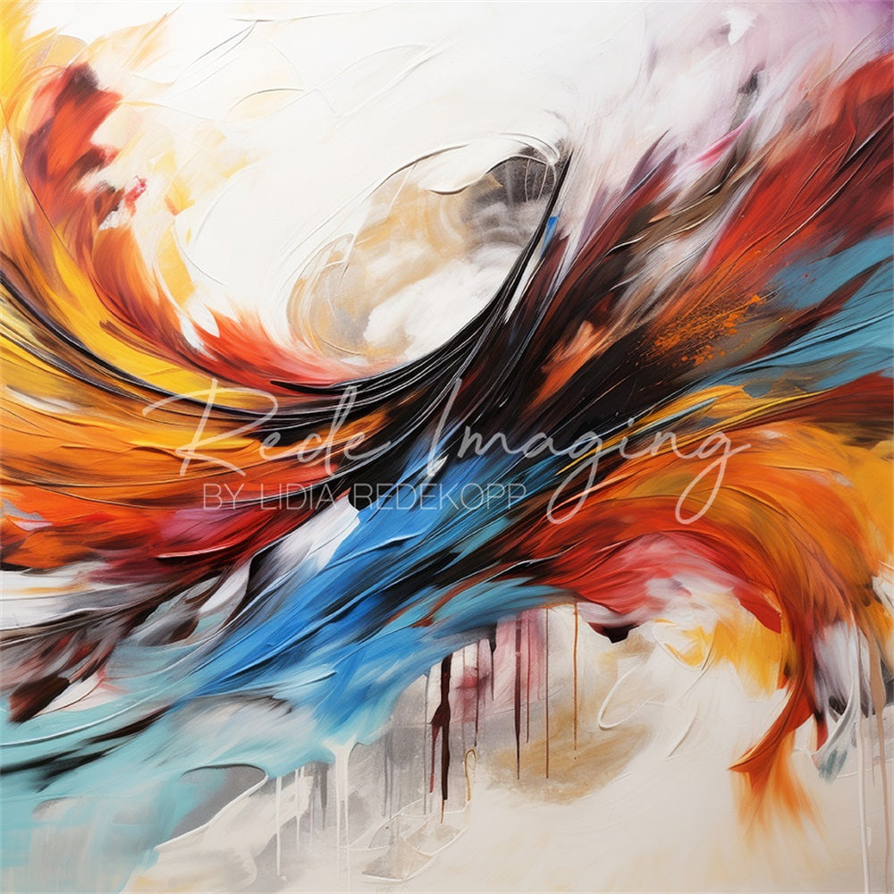 Kate Fine Art Chaos Colorful Oil Painting Backdrop Designed by Lidia Redekopp