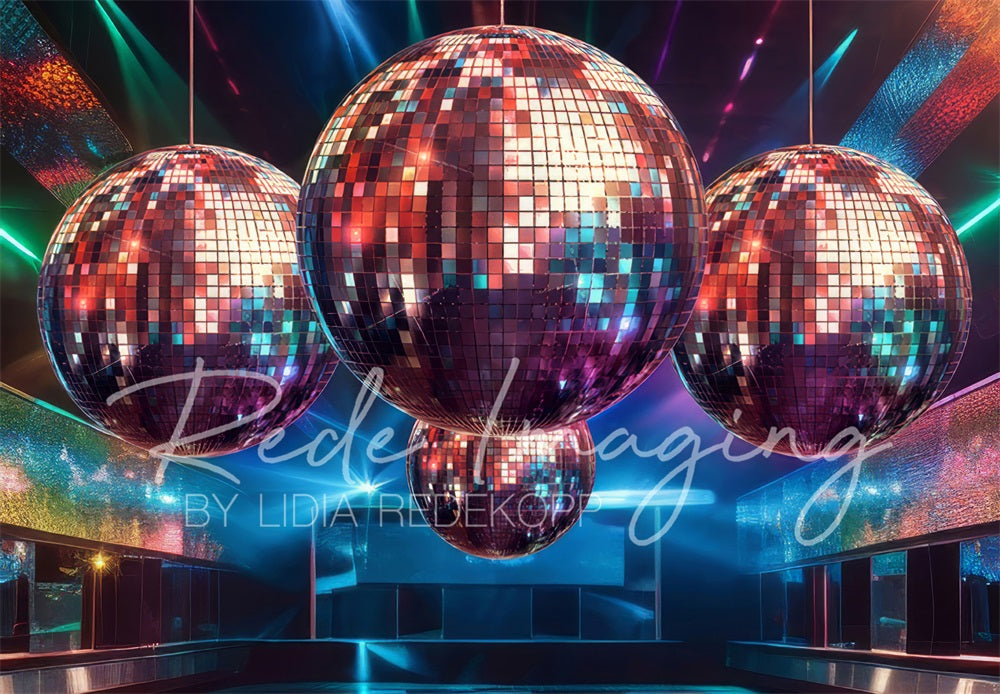 Lightning Deal #3 Kate Retro Indoor Cool Colorful Disco Ball Backdrop Designed by Lidia Redekopp
