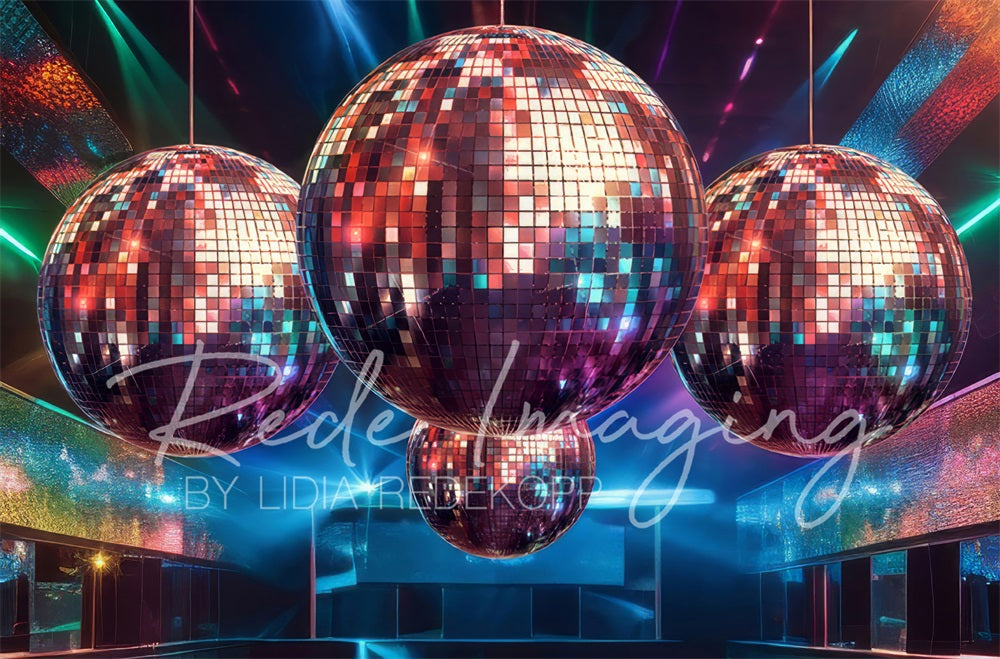 Kate Retro Indoor Cool Colorful Disco Ball Backdrop Designed by Lidia Redekopp