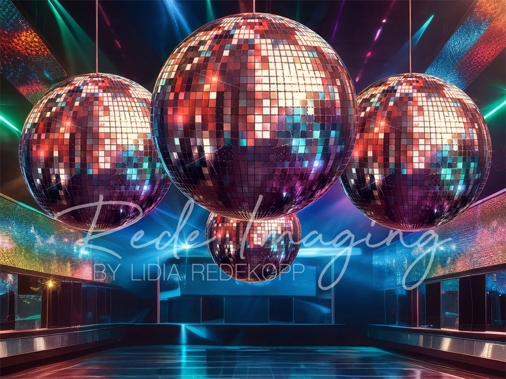 Kate Retro Indoor Cool Colorful Disco Ball Backdrop Designed by Lidia Redekopp