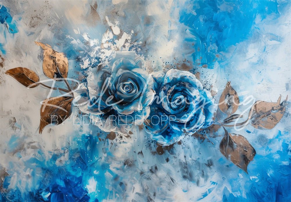 Lightning Deal #3 Kate Abstract Fine Art Blue and Silver Graffiti Rose Wall Backdrop Designed by Lidia Redekopp