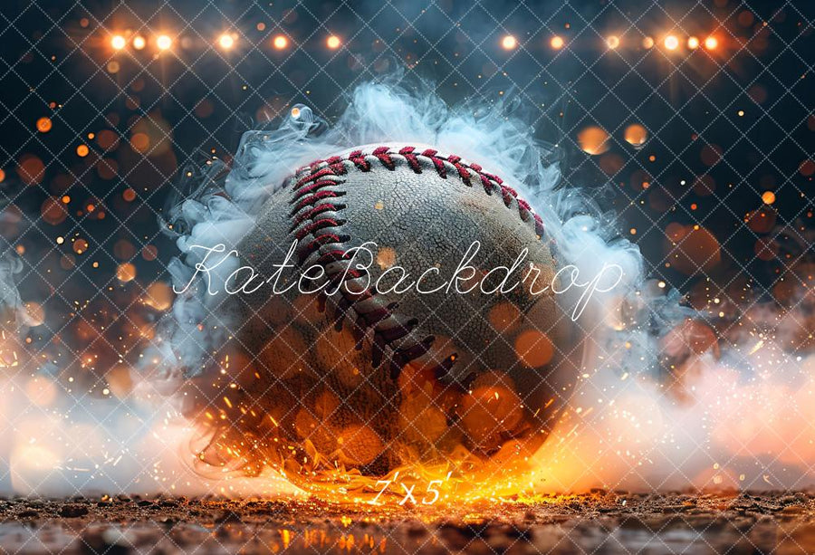 Fiery Baseball Action Sports Backdrop